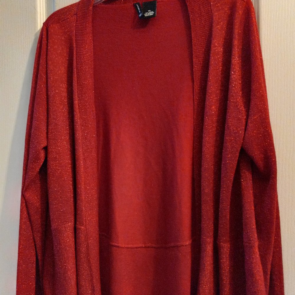New Directions XL Metallic Red Cardigan